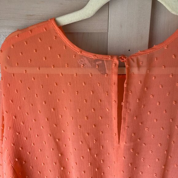 ASOS Curve Coral Ruffle Chiffon Sheer Dobby Tunic Dress Swim Cover Up 18 - Picture 3 of 12